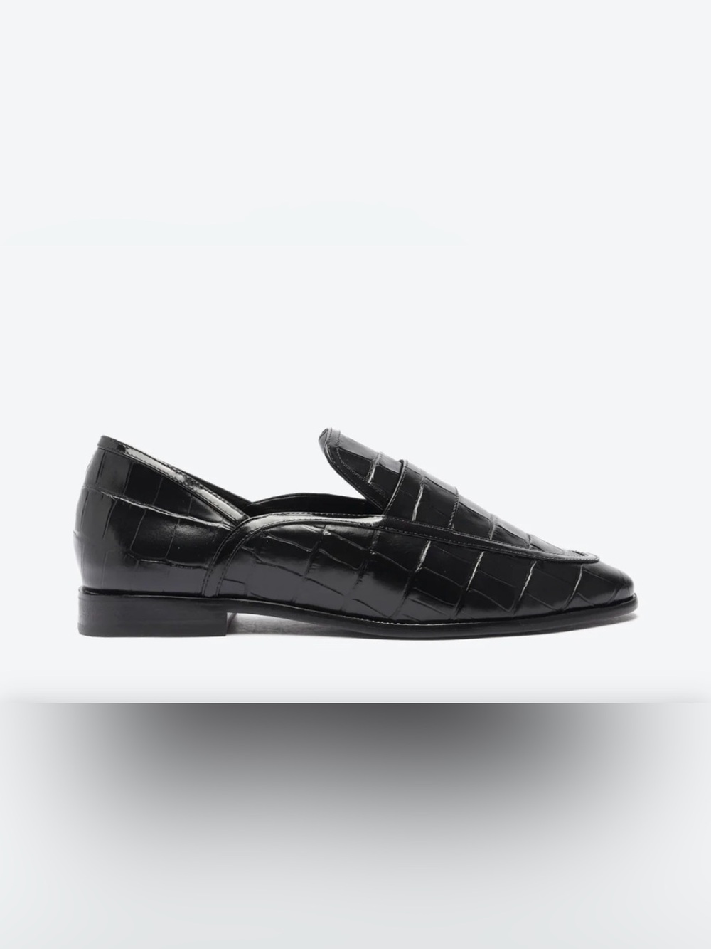 SCHUTZ Maurice Black Croc-Embossed Leather Slip-On Loafers